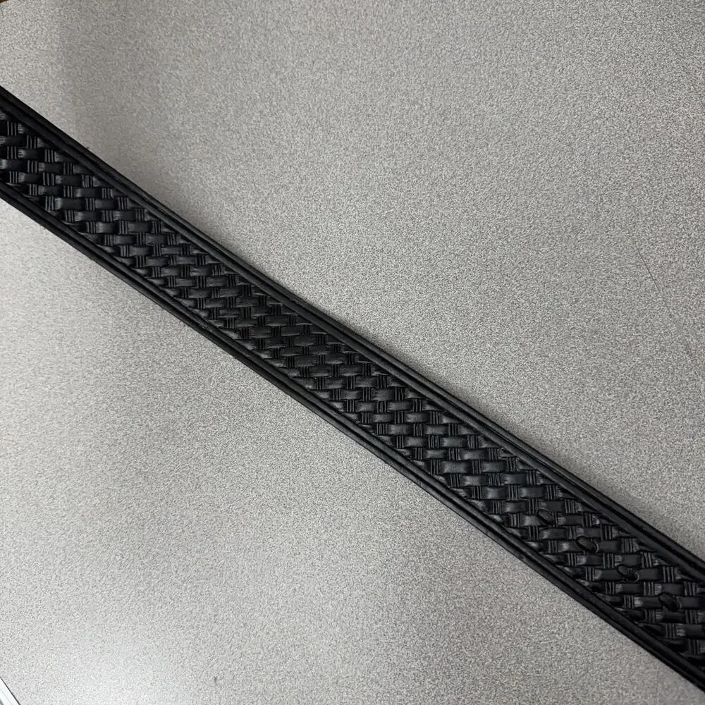 Chambers Leather Belt Mens 32 Black Baskeweave Western Cowboy Brass 1.75in NWT